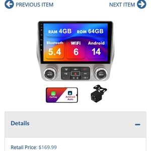 Universal Android 14 Car Stereo with 10.1" Touchscreen - Silver/Black